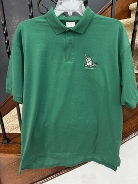 Large B.Kliban Hawaii Crazy Shirts Brand Green Polo Embroidered Cat Golf Logo